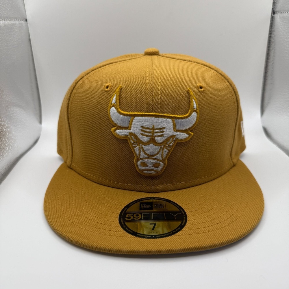 New Era 59Fifty Chicago‎ Bulls Tan/Gold Colorpack Fitted Hat Size 7